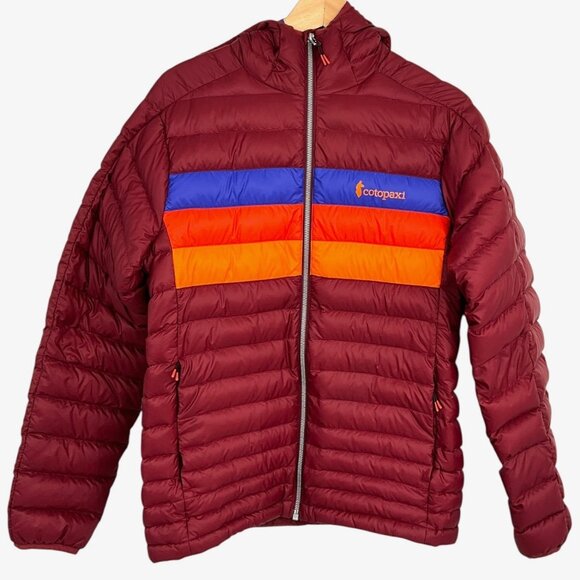 Cotopaxi Fuego Down Jacket Burgundy Stripe Men's Size S Small Full Zip - Picture 1 of 11